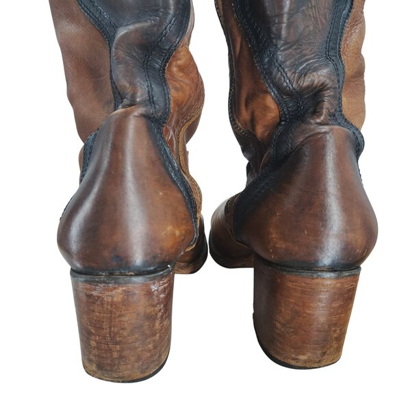 Freebird Fuego Over the Knee Brown Leather Heeled Boots Size 12 Tall Distressed - Picture 8 of 16
